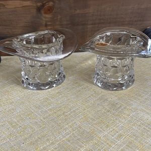 Vintage Fostoria American Top-hat Glass holder for toothpick/matches/vase.